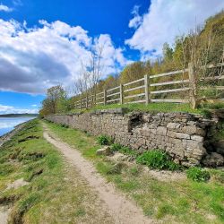 Greenodd Station 2024 - platform outer wall looking south