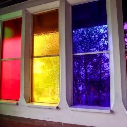 Stained glass in Church porch
